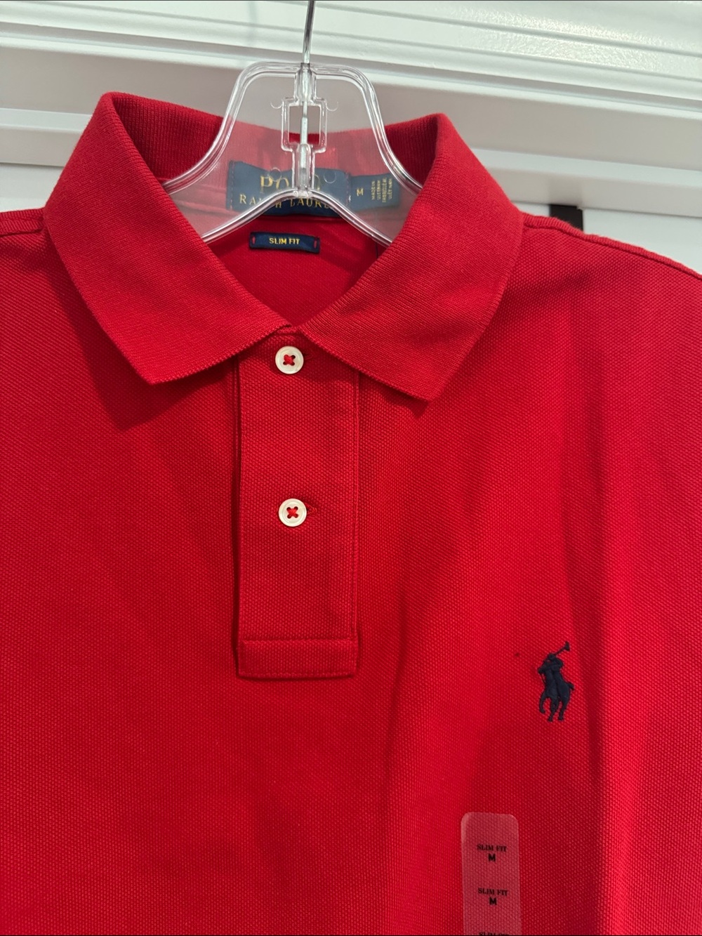 Ralph Lauren Red Polo with Navy Pony Embroidery